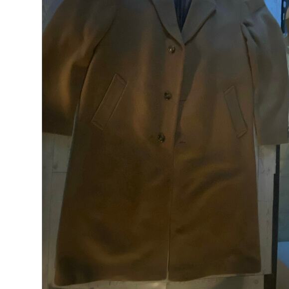 Men’s Brothers Ltd Wool Cashmere Blend Overcoat Jacket Size 44L Camel Brown - Picture 1 of 11